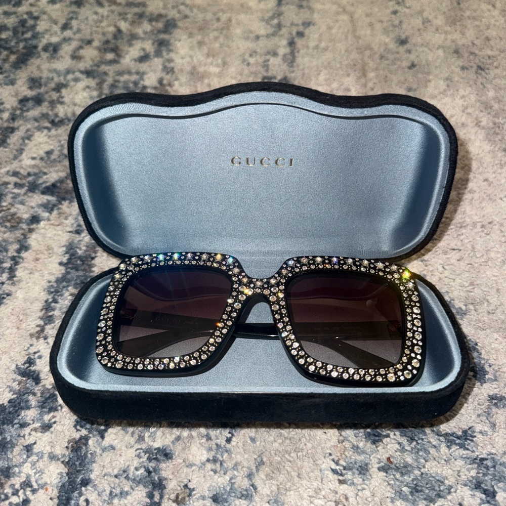 Gucci Black Crystal-Studded Sunglasses